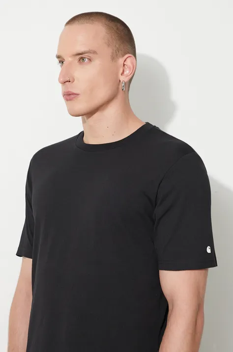 Carhartt WIP t-shirt bawełniany S/S Base T-shirt kolor czarny gładki I026264-GREYHEATHE