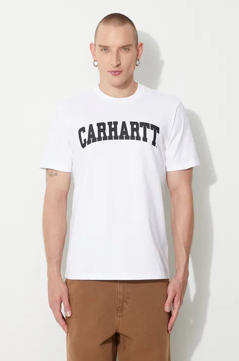 Bavlnené tričko Carhartt WIP I028990-BOTANIC/WH, biela farba, s potlačou