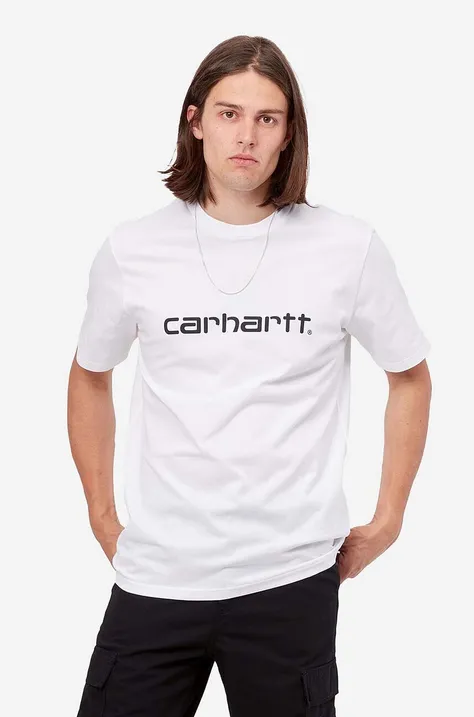 Памучна тениска Carhartt WIP Script T-Shirt в бяло с принт