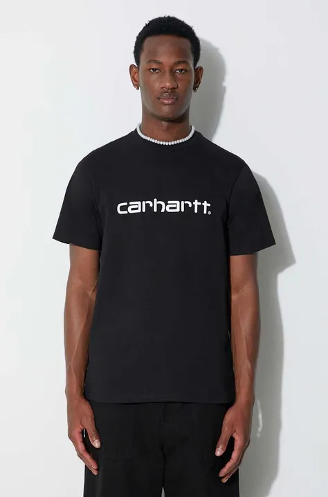 Памучна тениска Carhartt WIP Script T-Shirt в черно с принт
