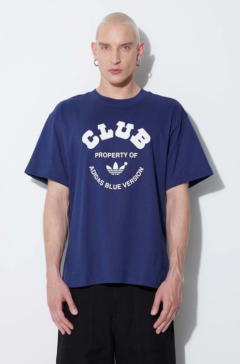 adidas Originals t-shirt bawełniany Club Tee IA2459 Blue Version kolor granatowy z nadrukiem IA2459-GRANATOWY