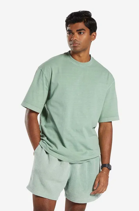 Памучна тениска Reebok Classic Natural Dye в зелено с изчистен дизайн