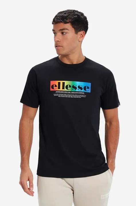 Βαμβακερό μπλουζάκι Ellesse χρώμα: μαύρο