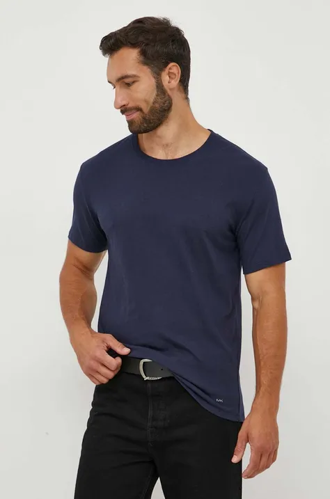 Michael Kors t-shirt bawełniany 3-pack kolor niebieski gładki