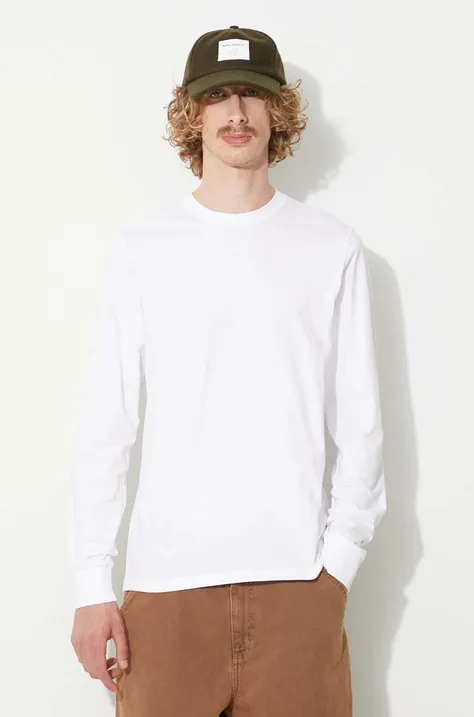 Памучна блуза с дълги ръкави Carhartt WIP в бяло с изчистен дизайн