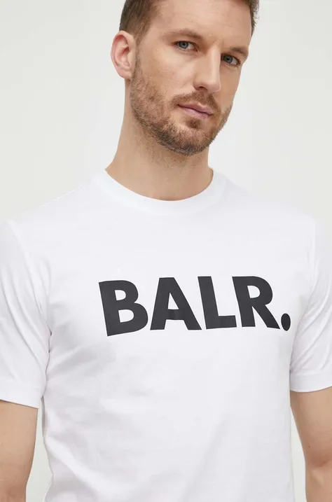 Pamučna majica BALR. za muškarce, boja: bijela, s tiskom, B1112 1048
