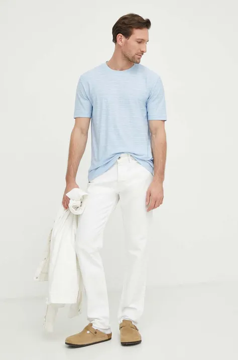 Marc O'Polo t-shirt bawełniany męski kolor niebieski wzorzysty M22218651040