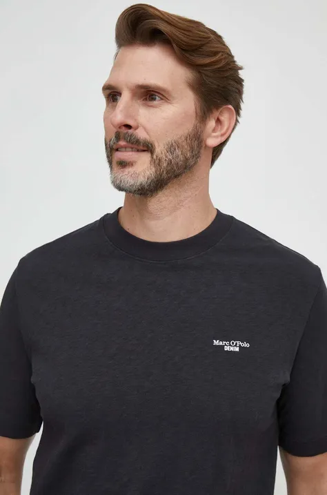 Бавовняна футболка Marc O'Polo чоловічий колір чорний однотонний