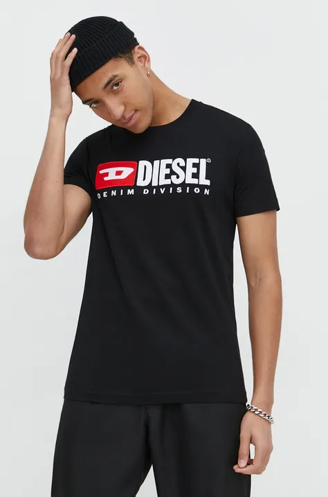 Diesel t-shirt in cotone uomo colore nero con applicazione