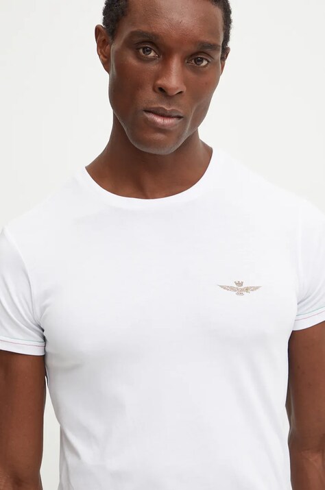 Aeronautica Militare tricou barbati, culoarea alb, cu imprimeu, AM1UTI003