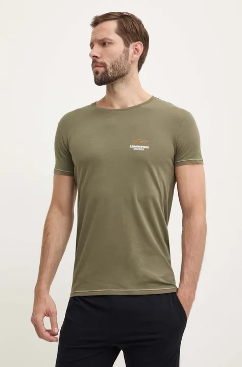Majica kratkih rukava Aeronautica Militare za muškarce, boja: zelena, s tiskom, AM1UTI003