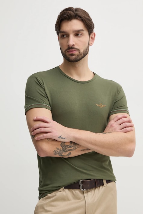 Tričko Aeronautica Militare pánsky, zelená farba, s potlačou, AM1UTI003,