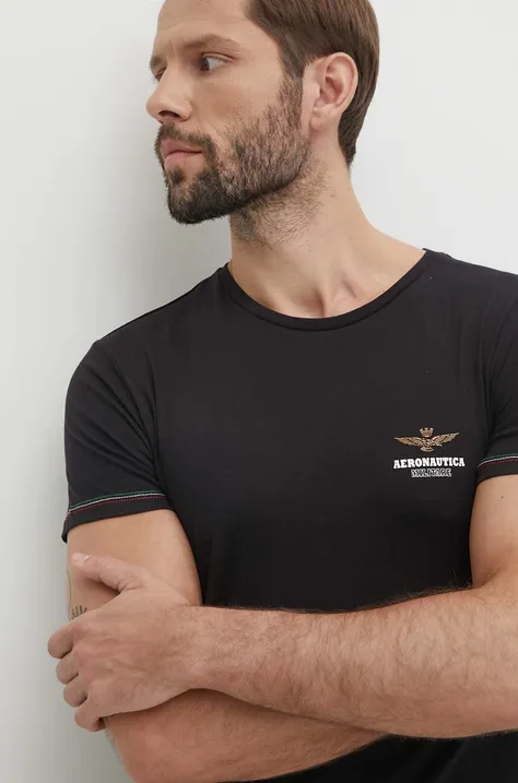 Aeronautica Militare t-shirt męski kolor czarny z nadrukiem AM1UTI003