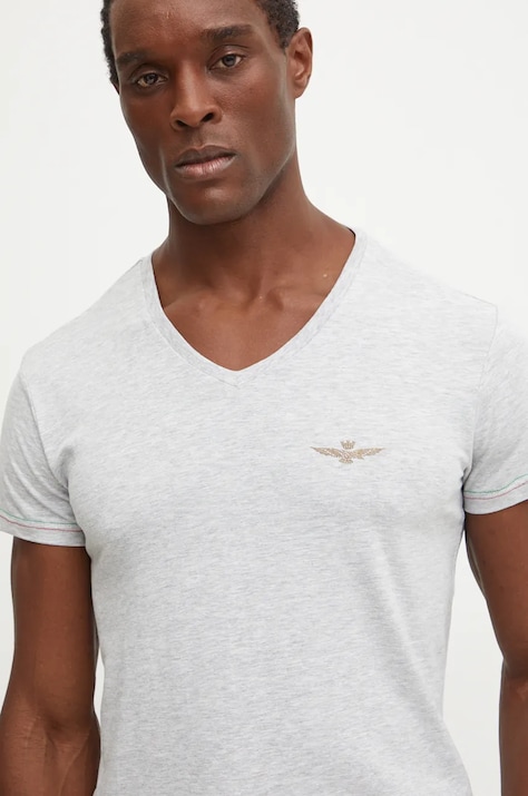 Aeronautica Militare tricou barbati, culoarea gri, neted, AM1UTI004