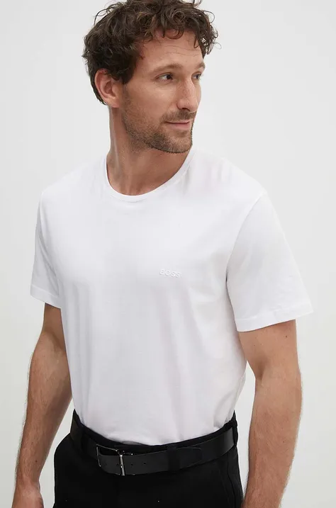 Pamučna majica BOSS 2-pack za muškarce, boja: bijela, bez uzorka, 50475294