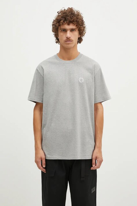 Хлопковая футболка 1017 ALYX 9SM Regular Fit Crewneck Tee мужская цвет серый с аппликацией AAMTS0484FA01