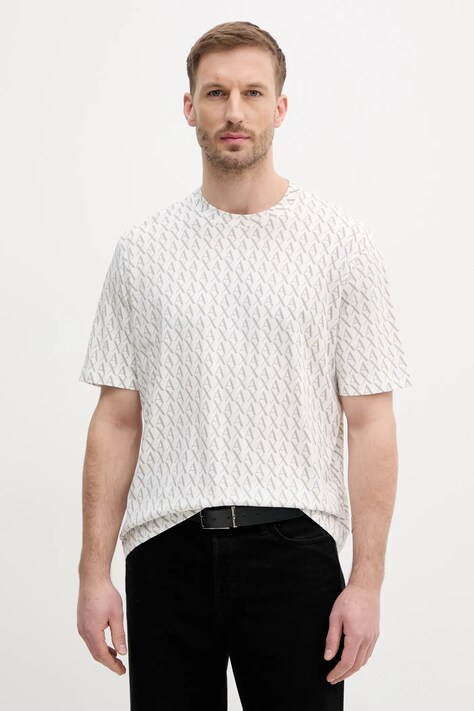 Armani Exchange tricou din bumbac barbati, culoarea alb, modelator, XM001228 AF10356