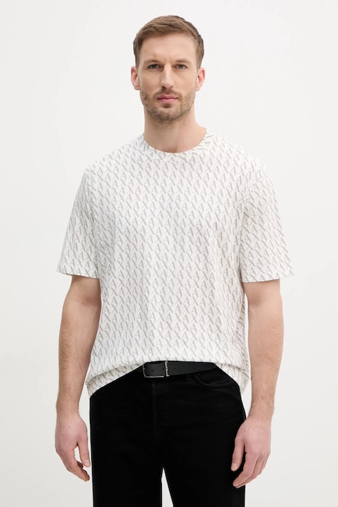 Armani Exchange tricou din bumbac barbati, culoarea alb, modelator, XM001228 AF10356