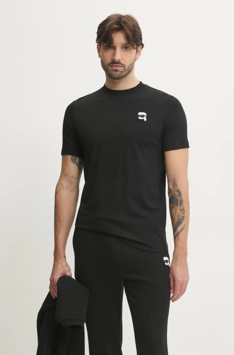 Karl Lagerfeld tricou din bumbac barbati, culoarea negru, cu imprimeu, 500224.755710