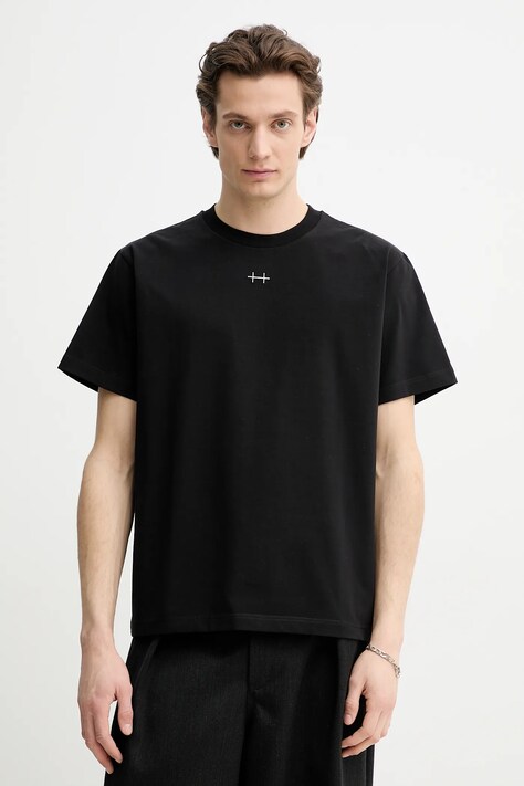 Heliot Emil t-shirt men’s black color smooth SS25_M_09_114_BLK01_CO