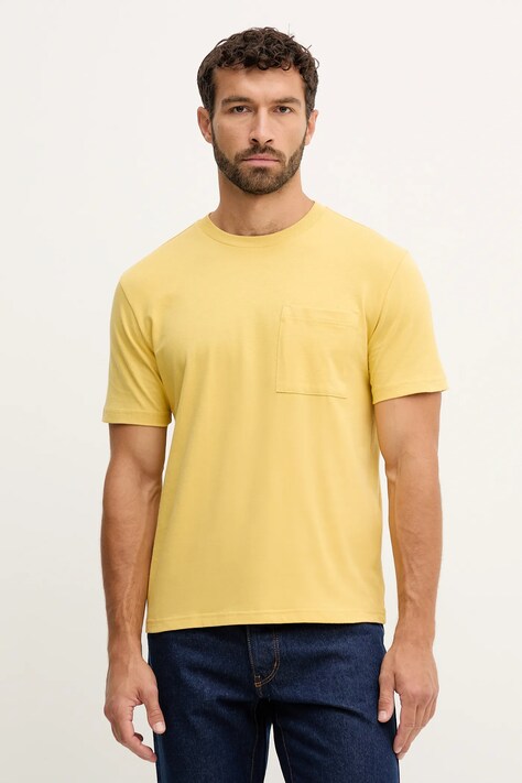 United Colors of Benetton t-shirt bawełniany męski kolor żółty gładki 3BL0U10A8