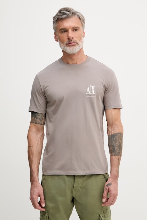 Armani Exchange tričko pánske bavlnené hnedé XM000365 AF12308