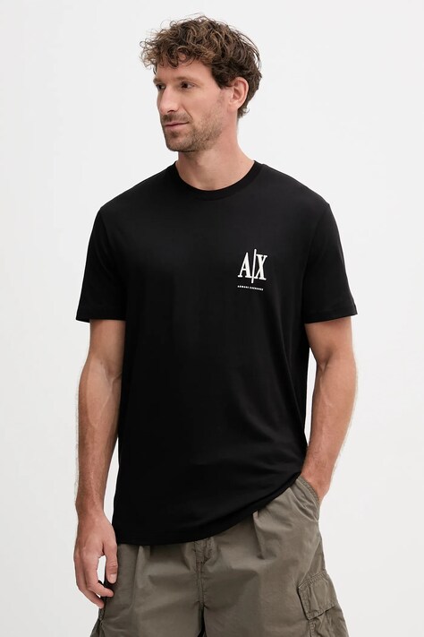 Armani Exchange t-shirt bawełniany męski kolor czarny z aplikacją XM000365 AF12308