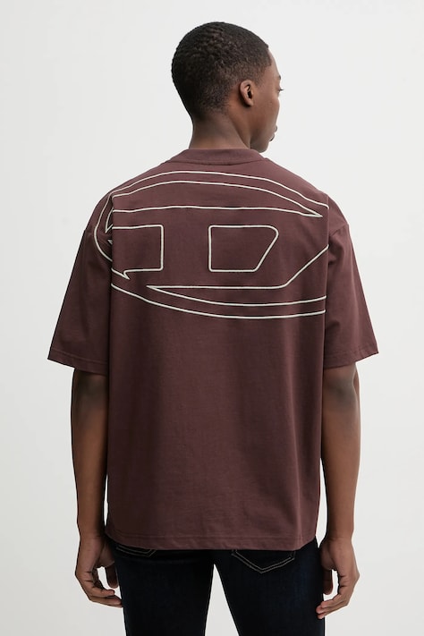 Diesel tricou din bumbac T-BOGGY-MEGOVAL-D culoarea negru, cu imprimeu, A11302.0HGAM