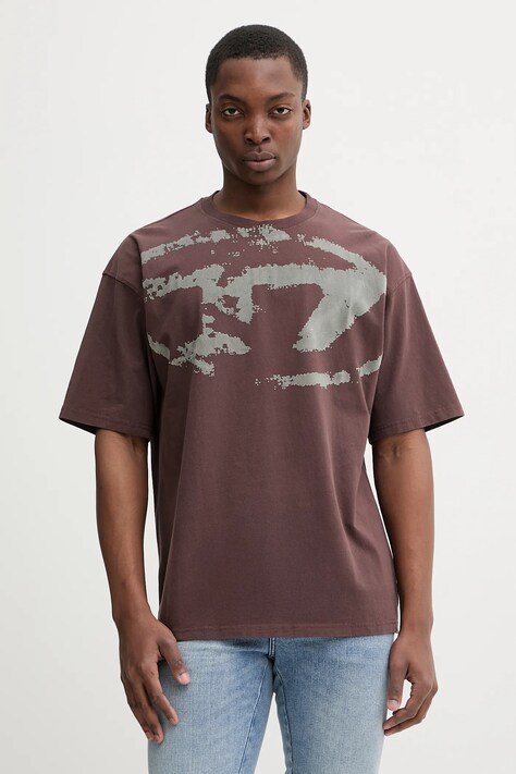 Diesel t-shirt bawełniany T-BOXT-N14 męski kolor brązowy wzorzysty A13049.0DQAU