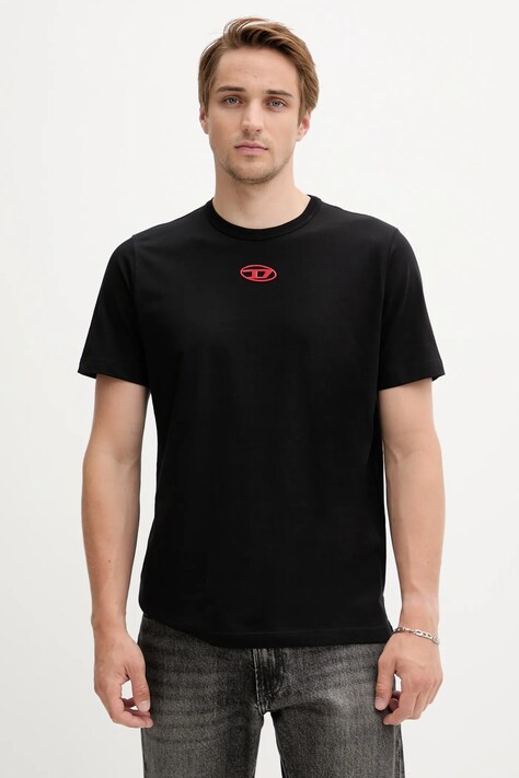 Diesel t-shirt bawełniany T-ADJUST-OD męski kolor czarny z aplikacją A17880.0CLBR