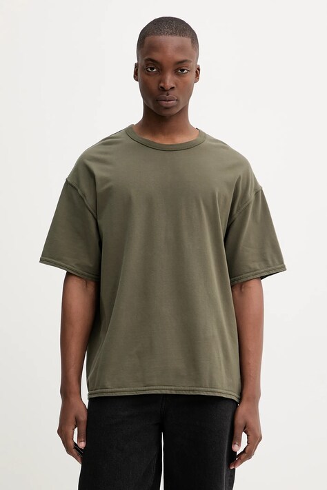 American Vintage tricou din bumbac culoarea verde, uni, MFAZ02C
