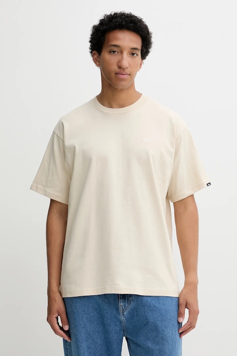 Vans t-shirt bawełniany męski kolor beżowy gładki VN000P1P2N11