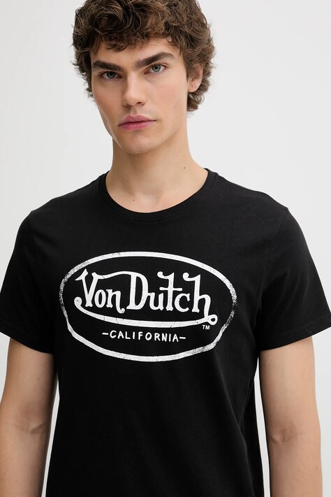 Von Dutch t-shirt bawełniany męski kolor czarny wzorzysty VD.1.TRC.AARON
