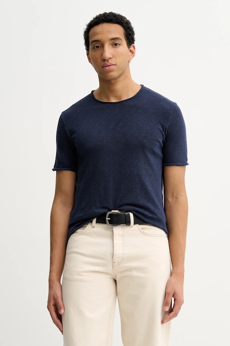 American Vintage t-shirt bawełniany męski kolor granatowy gładki MSON25TG