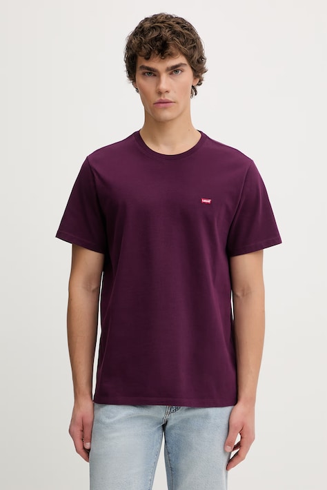 Pamučna majica Levi's LSE SS ORIGINAL HM TEE boja: bordo, bez uzorka, A3117