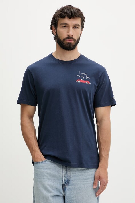 MC2 Saint Barth T-shirt męski bawełniany granatowy POT0001