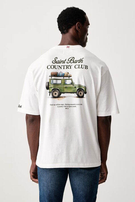 MC2 Saint Barth T-shirt męski bawełniany biały DLR0001