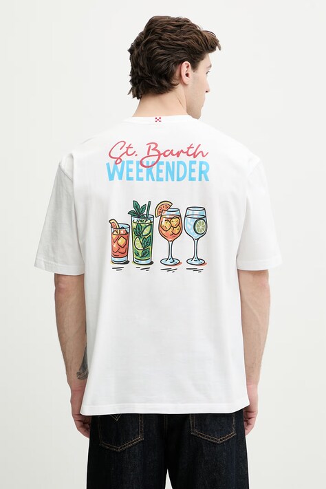MC2 Saint Barth T-shirt męski bawełniany biały DLR0001