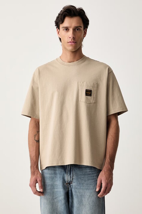 Levi's T-shirt męski bawełniany SS WORKWEAR PKT beżowy 008AB
