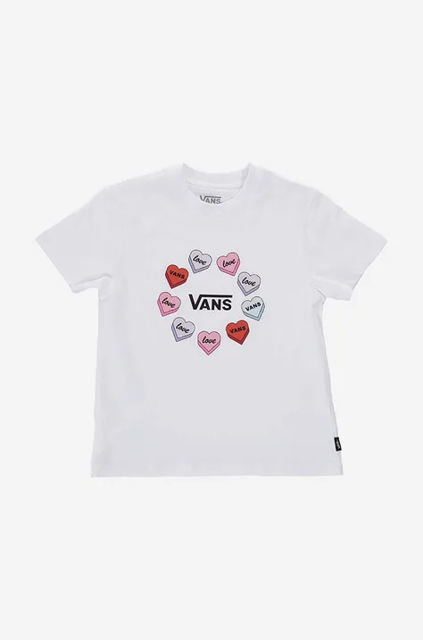Детская хлопковая футболка Vans Candy Hearts цвет белый с принтом