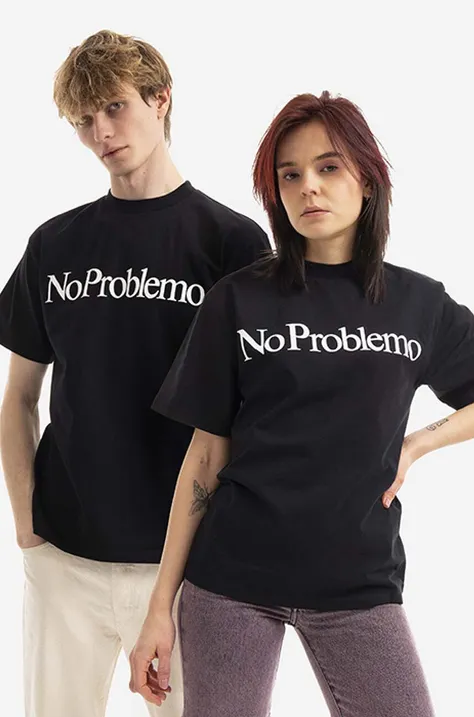 Aries t-shirt bawełniany No Problemo kolor czarny z nadrukiem AR60002 BLACK AR60002-WHITE
