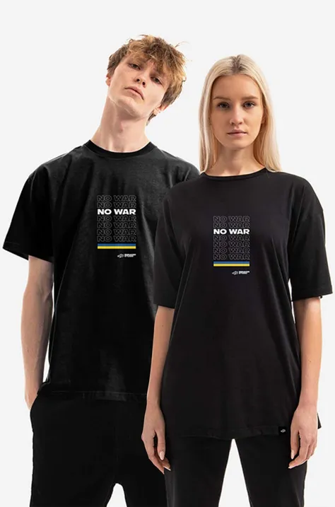 SneakerStudio t-shirt bawełniany x No War kolor czarny gładki SS.UA.NO.WAR.2-CZARNY
