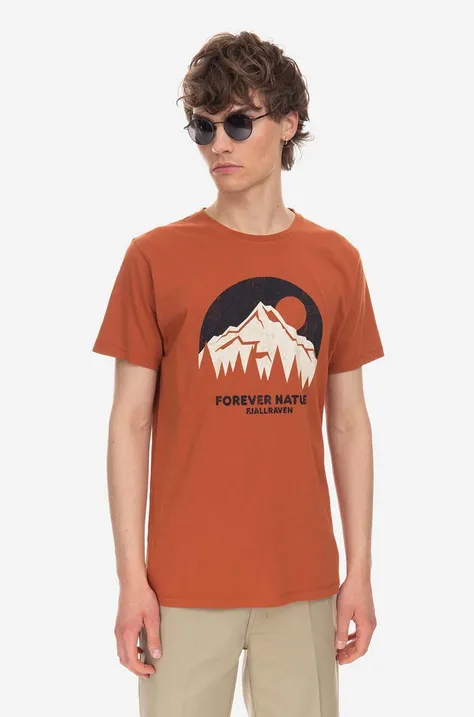 Хлопковая футболка Fjallraven цвет оранжевый с принтом F87053.243-243