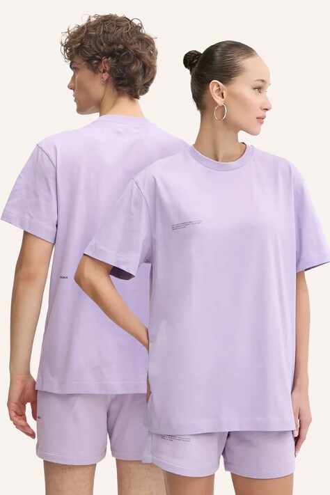 Pangaia tricou din bumbac culoarea violet, cu imprimeu
