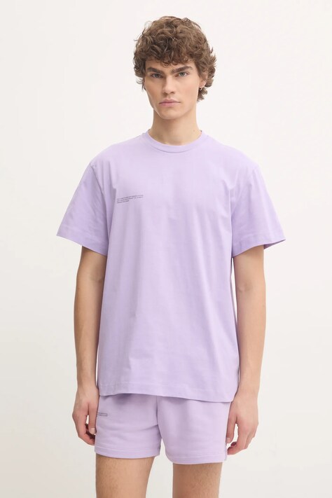 Pangaia tricou din bumbac culoarea violet, cu imprimeu