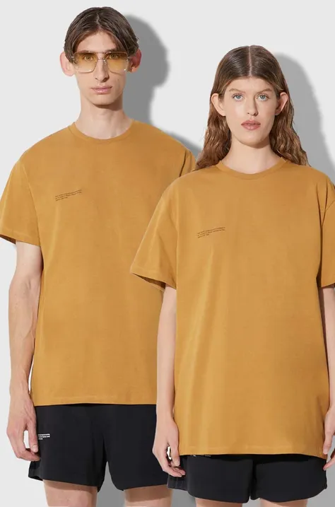 Pangaia t-shirt bawełniany kolor brązowy z nadrukiem