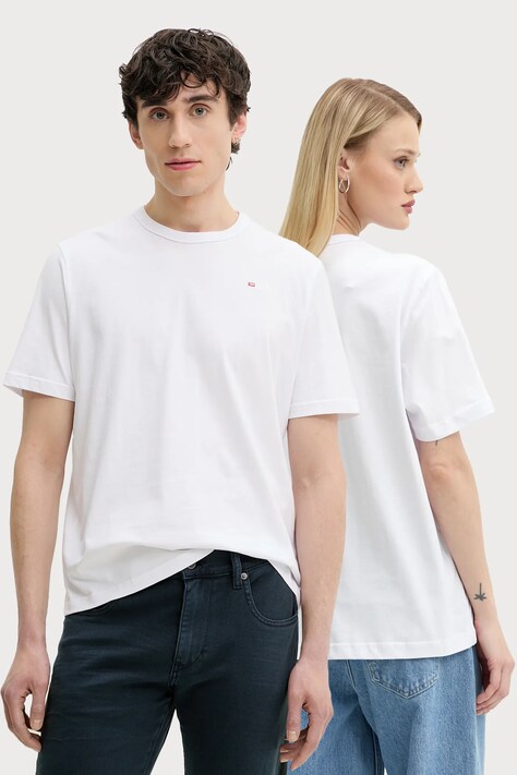 Хлопковая футболка Diesel T-ADJUST-MICRODIV T-SHIRT цвет белый с аппликацией A14931.0NIAX