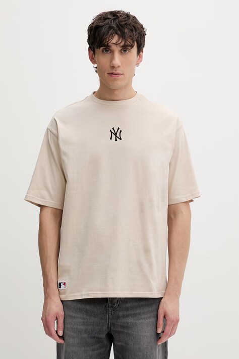 New Era t-shirt basic bawełniany NEW YORK YANKEES beżowy 60675747