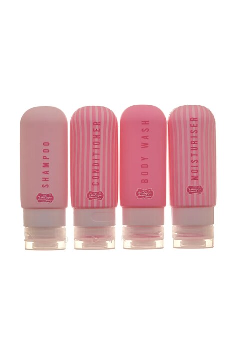 The Vintage Cosmetics Company zestaw butelek podróżnych na kosmetyki Silicone Travel 4-pack kolor różowy