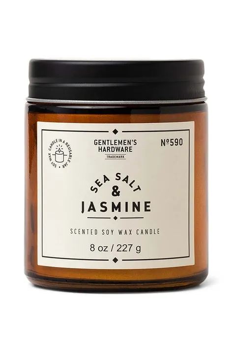 Gentlemen's Hardware illatgyertya szójaviaszból Sea Salt & Jasmine 227 g